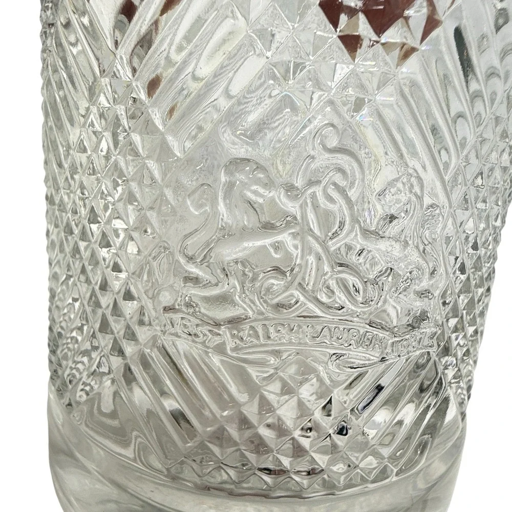 Vintage Ralph Lauren Argyle Plaid Double Old Fashioned Lion Cocktail Glasses Set